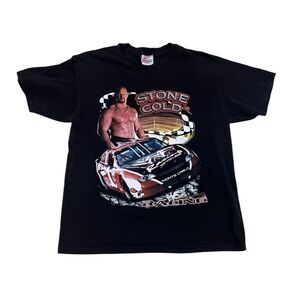 wwf racing stone cold steve austin monte carlo black hanes graphic tee